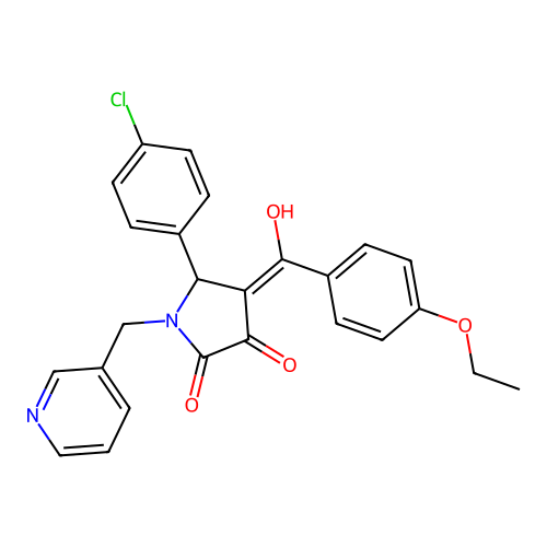 (4E)-5-(4-chlorophenyl)-4-[(4-ethoxyphenyl)(hydroxy)methylidene]-1-(pyridin-3-ylmethyl)pyrrolidine-2,3-dione structure