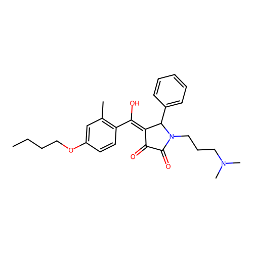 (4E)-4-[(4-butoxy-2-methylphenyl)-hydroxymethylidene]-1-[3-(dimethylamino)propyl]-5-phenylpyrrolidine-2,3-dione structure