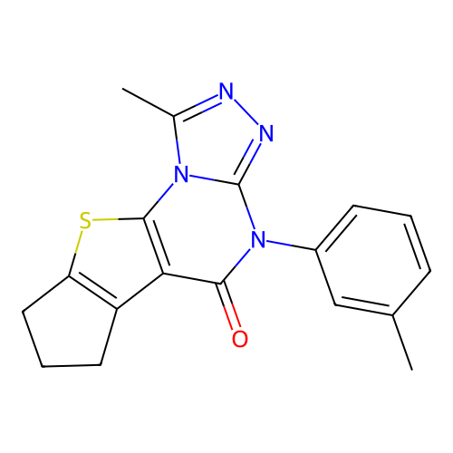 1-methyl-4-(3-methylphenyl)-7,8-dihydro-6H-cyclopenta[4,5]thieno[3,2-e][1,2,4]triazolo[4,3-a]pyrimidin-5(4H)-one structure