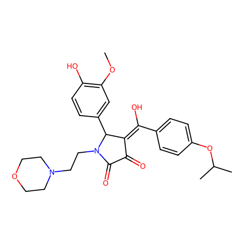 (4E)-5-(4-hydroxy-3-methoxyphenyl)-4-[hydroxy-(4-propan-2-yloxyphenyl)methylidene]-1-(2-morpholin-4-ylethyl)pyrrolidine-2,3-dione structure