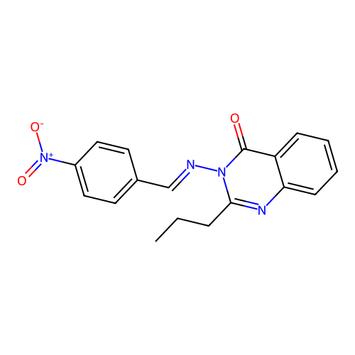 3-{[(E)-(4-nitrophenyl)methylidene]amino}-2-propylquinazolin-4(3H)-one structure