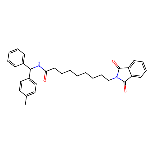 9-(1,3-dioxoisoindolin-2-yl)-N-(phenyl(p-tolyl)methyl)nonanamide structure