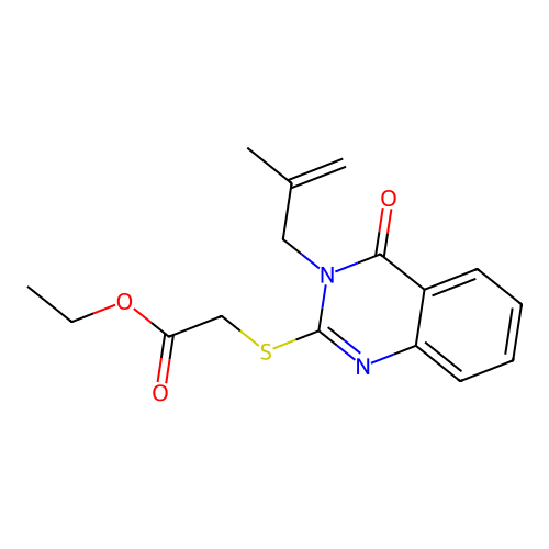ethyl 2-((3-(2-methylallyl)-4-oxo-3,4-dihydroquinazolin-2-yl)thio)acetate structure