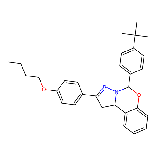2-(4-butoxyphenyl)-5-(4-tert-butylphenyl)-1,10b-dihydropyrazolo[1,5-c][1,3]benzoxazine structure