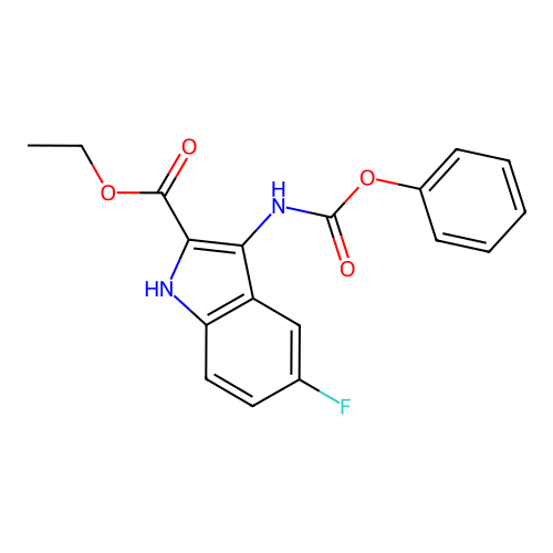 ethyl 5-fluoro-3-((phenoxycarbonyl)amino)-1H-indole-2-carboxylate structure