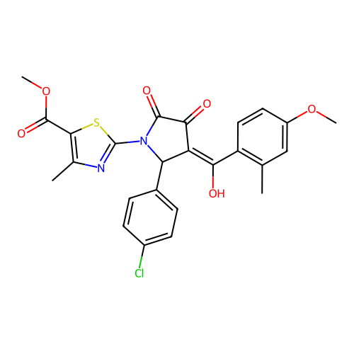 methyl 2-(2-(4-chlorophenyl)-4-hydroxy-3-(4-methoxy-2-methylbenzoyl)-5-oxo-2,5-dihydro-1H-pyrrol-1-yl)-4-methylthiazole-5-carboxylate structure