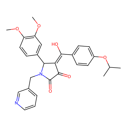 (4E)-5-(3,4-dimethoxyphenyl)-4-[hydroxy-(4-propan-2-yloxyphenyl)methylidene]-1-(pyridin-3-ylmethyl)pyrrolidine-2,3-dione structure
