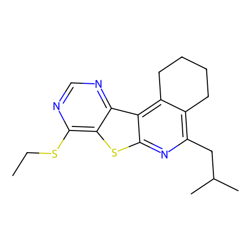 8-(ethylthio)-5-isobutyl-1,2,3,4-tetrahydropyrimido[4',5':4,5]thieno[2,3-c]isoquinoline structure