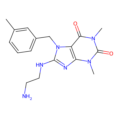 8-(2-aminoethylamino)-1,3-dimethyl-7-[(3-methylphenyl)methyl]purine-2,6-dione structure