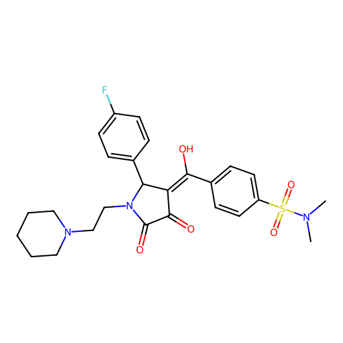 4-(2-(4-fluorophenyl)-4-hydroxy-5-oxo-1-(2-(piperidin-1-yl)ethyl)-2,5-dihydro-1H-pyrrole-3-carbonyl)-N,N-dimethylbenzenesulfonamide structure