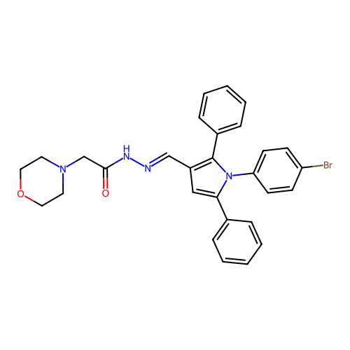 (E)-N'-((1-(4-bromophenyl)-2,5-diphenyl-1H-pyrrol-3-yl)methylene)-2-morpholinoacetohydrazide structure