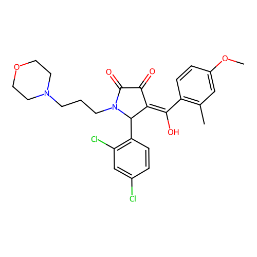 (4E)-5-(2,4-dichlorophenyl)-4-[hydroxy-(4-methoxy-2-methylphenyl)methylidene]-1-(3-morpholin-4-ylpropyl)pyrrolidine-2,3-dione structure