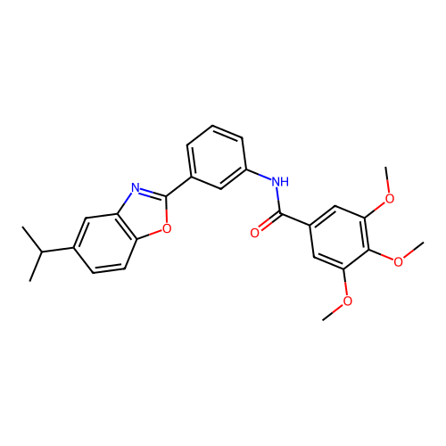 3,4,5-trimethoxy-N-{3-[5-(propan-2-yl)-1,3-benzoxazol-2-yl]phenyl}benzamide structure