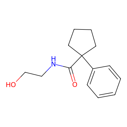 N-(2-hydroxyethyl)-1-phenylcyclopentanecarboxamide structure