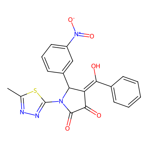 (4E)-4-[hydroxy(phenyl)methylidene]-1-(5-methyl-1,3,4-thiadiazol-2-yl)-5-(3-nitrophenyl)pyrrolidine-2,3-dione structure