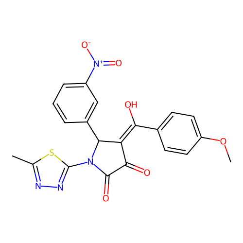 (4E)-4-[hydroxy(4-methoxyphenyl)methylidene]-1-(5-methyl-1,3,4-thiadiazol-2-yl)-5-(3-nitrophenyl)pyrrolidine-2,3-dione structure