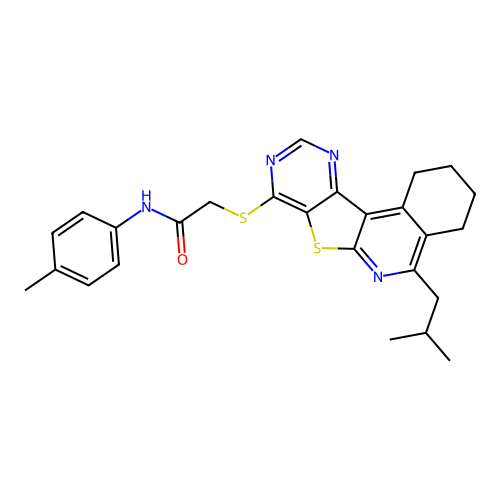 2-((5-isobutyl-1,2,3,4-tetrahydropyrimido[4',5':4,5]thieno[2,3-c]isoquinolin-8-yl)thio)-N-(p-tolyl)acetamide structure