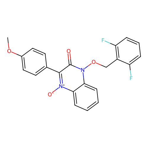 1-[(2,6-difluorobenzyl)oxy]-3-(4-methoxyphenyl)quinoxalin-2(1H)-one 4-oxide structure