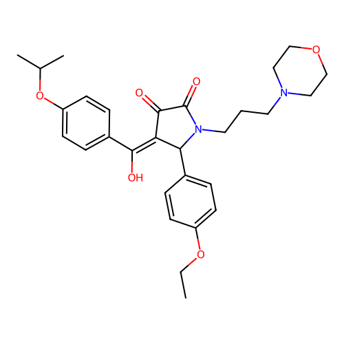 (4E)-5-(4-ethoxyphenyl)-4-[hydroxy-(4-propan-2-yloxyphenyl)methylidene]-1-(3-morpholin-4-ylpropyl)pyrrolidine-2,3-dione structure