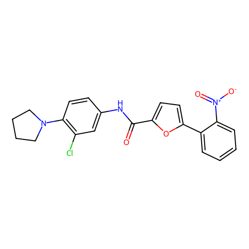 N-[3-chloro-4-(pyrrolidin-1-yl)phenyl]-5-(2-nitrophenyl)furan-2-carboxamide structure