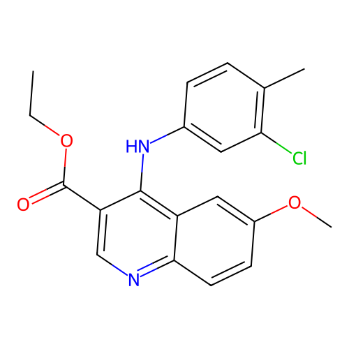 Ethyl 4-((3-chloro-4-methylphenyl)amino)-6-methoxyquinoline-3-carboxylate structure