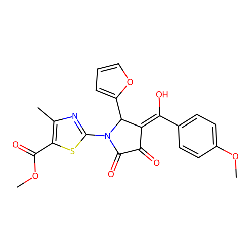 2-[2-Furan-2-yl-4-hydroxy-3-(4-methoxy-benzoyl)-5-oxo-2,5-dihydro-pyrrol-1-yl]-4-methyl-thiazole-5-carb oxylic acid methyl ester structure