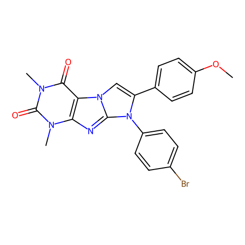 8-(4-bromophenyl)-7-(4-methoxyphenyl)-1,3-dimethyl-1H-imidazo[2,1-f]purine-2,4(3H,8H)-dione structure