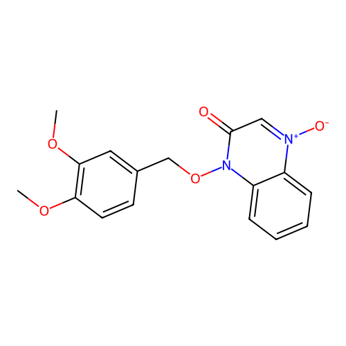 1-[(3,4-dimethoxybenzyl)oxy]quinoxalin-2(1H)-one 4-oxide structure