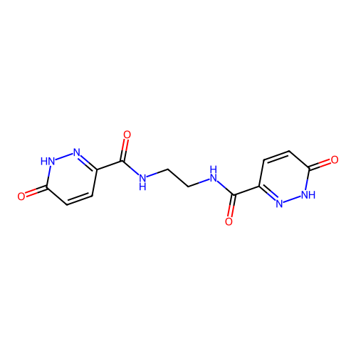 N,N'-ethane-1,2-diylbis(6-oxo-1,6-dihydropyridazine-3-carboxamide) structure
