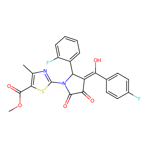 methyl 2-(3-(4-fluorobenzoyl)-2-(2-fluorophenyl)-4-hydroxy-5-oxo-2,5-dihydro-1H-pyrrol-1-yl)-4-methylthiazole-5-carboxylate structure