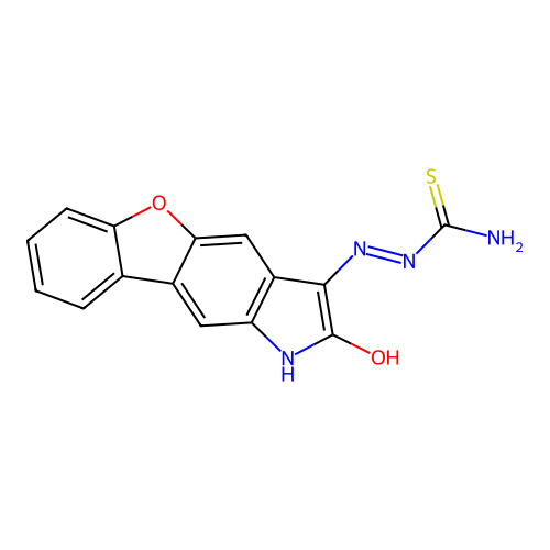 (Z)-2-(2-oxo-1H-benzofuro[2,3-f]indol-3(2H)-ylidene)hydrazinecarbothioamide structure