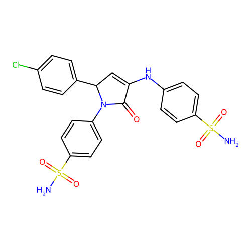 4-((5-(4-chlorophenyl)-2-oxo-1-(4-sulfamoylphenyl)-2,5-dihydro-1H-pyrrol-3-yl)amino)benzenesulfonamide structure