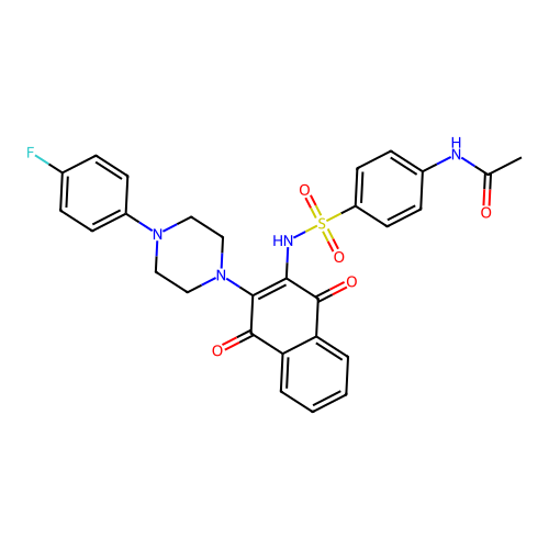 N-(4-{3-[4-(4-Fluoro-phenyl)-piperazin-1-yl]-1,4-dioxo-1,4-dihydro-naphthalen-2-ylsulfamoyl}-phenyl)-ac etamide structure