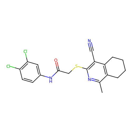 2-[(4-cyano-1-methyl-5,6,7,8-tetrahydroisoquinolin-3-yl)sulfanyl]-N-(3,4-dichlorophenyl)acetamide structure