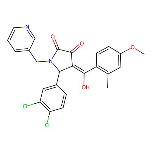 (4E)-5-(3,4-dichlorophenyl)-4-[hydroxy-(4-methoxy-2-methylphenyl)methylidene]-1-(pyridin-3-ylmethyl)pyrrolidine-2,3-dione structure