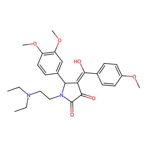 (4E)-1-(2-diethylaminoethyl)-5-(3,4-dimethoxyphenyl)-4-[hydroxy-(4-methoxyphenyl)methylidene]pyrrolidine-2,3-dione structure