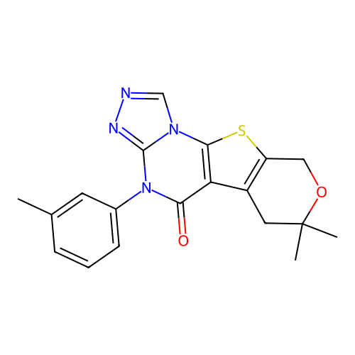 7,7-dimethyl-4-(3-methylphenyl)-6,9-dihydro-7H-pyrano[4',3':4,5]thieno[3,2-e][1,2,4]triazolo[4,3-a]pyrimidin-5(4H)-one structure