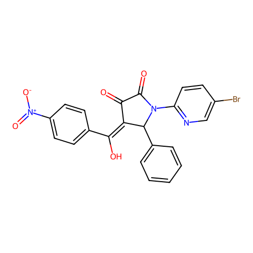 1-(5-bromopyridin-2-yl)-3-hydroxy-4-(4-nitrobenzoyl)-5-phenyl-1H-pyrrol-2(5H)-one structure