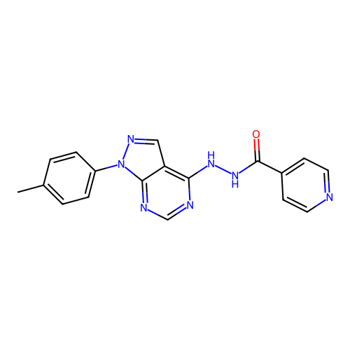N'-(1-(p-tolyl)-1H-pyrazolo[3,4-d]pyrimidin-4-yl)isonicotinohydrazide structure