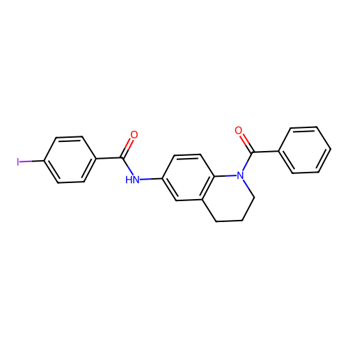 4-iodo-N-[1-(phenylcarbonyl)-1,2,3,4-tetrahydroquinolin-6-yl]benzamide structure