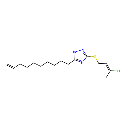 5-{[(2E)-3-chlorobut-2-en-1-yl]sulfanyl}-3-(dec-9-en-1-yl)-1H-1,2,4-triazole structure