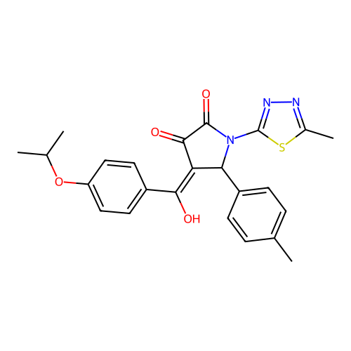 (4E)-4-[hydroxy-(4-propan-2-yloxyphenyl)methylidene]-5-(4-methylphenyl)-1-(5-methyl-1,3,4-thiadiazol-2-yl)pyrrolidine-2,3-dione structure