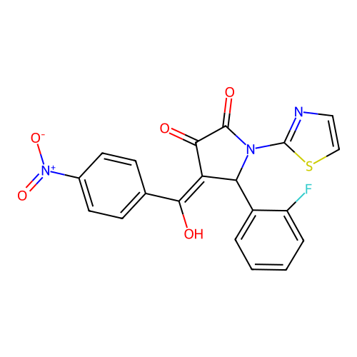 5-(2-fluorophenyl)-3-hydroxy-4-(4-nitrobenzoyl)-1-(thiazol-2-yl)-1H-pyrrol-2(5H)-one structure