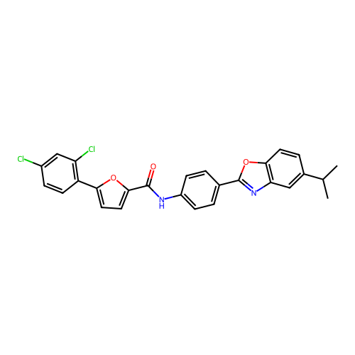 5-(2,4-dichlorophenyl)-N-(4-(5-isopropylbenzo[d]oxazol-2-yl)phenyl)furan-2-carboxamide structure