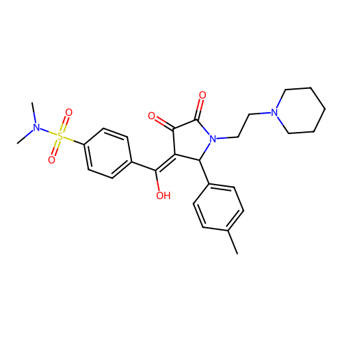 4-({4-hydroxy-2-(4-methylphenyl)-5-oxo-1-[2-(piperidin-1-yl)ethyl]-2,5-dihydro-1H-pyrrol-3-yl}carbonyl)-N,N-dimethylbenzenesulfonamide structure