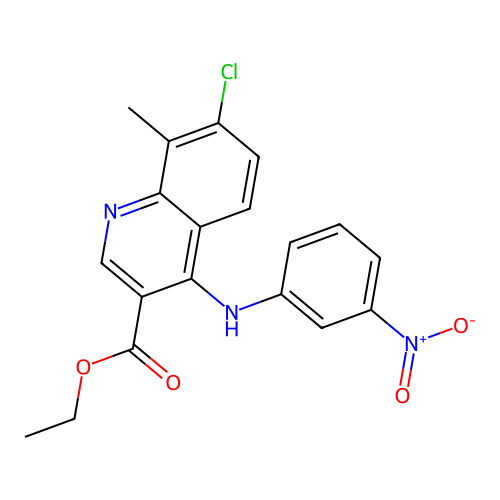 Ethyl 7-chloro-8-methyl-4-[(3-nitrophenyl)amino]quinoline-3-carboxylate structure