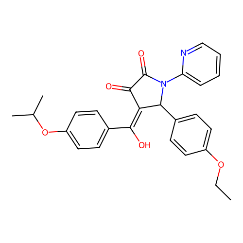 (4E)-5-(4-ethoxyphenyl)-4-[hydroxy-(4-propan-2-yloxyphenyl)methylidene]-1-pyridin-2-ylpyrrolidine-2,3-dione structure