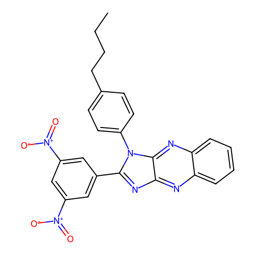 1-(4-butylphenyl)-2-(3,5-dinitrophenyl)-1H-imidazo[4,5-b]quinoxaline structure