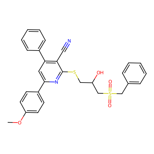 2-{[3-(benzylsulfonyl)-2-hydroxypropyl]sulfanyl}-6-(4-methoxyphenyl)-4-phenylpyridine-3-carbonitrile structure