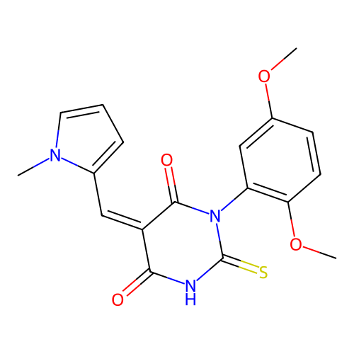 (5Z)-1-(2,5-dimethoxyphenyl)-5-[(1-methyl-1H-pyrrol-2-yl)methylidene]-2-sulfanylpyrimidine-4,6(1H,5H)-dione structure